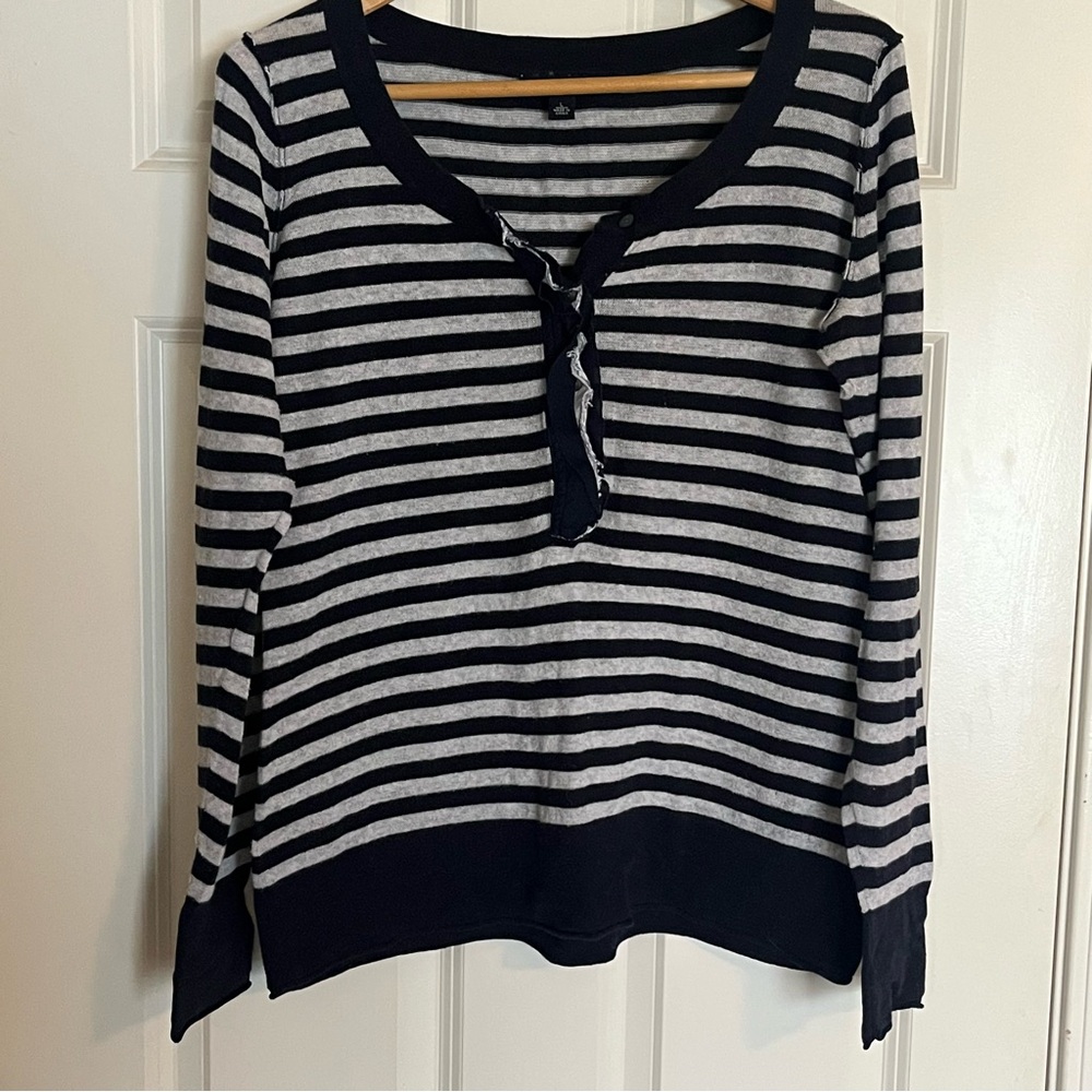 Banana Republic Navy and White Striped Long Sleeve Sweater